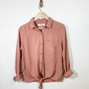 Pink Button Up Tie Polo